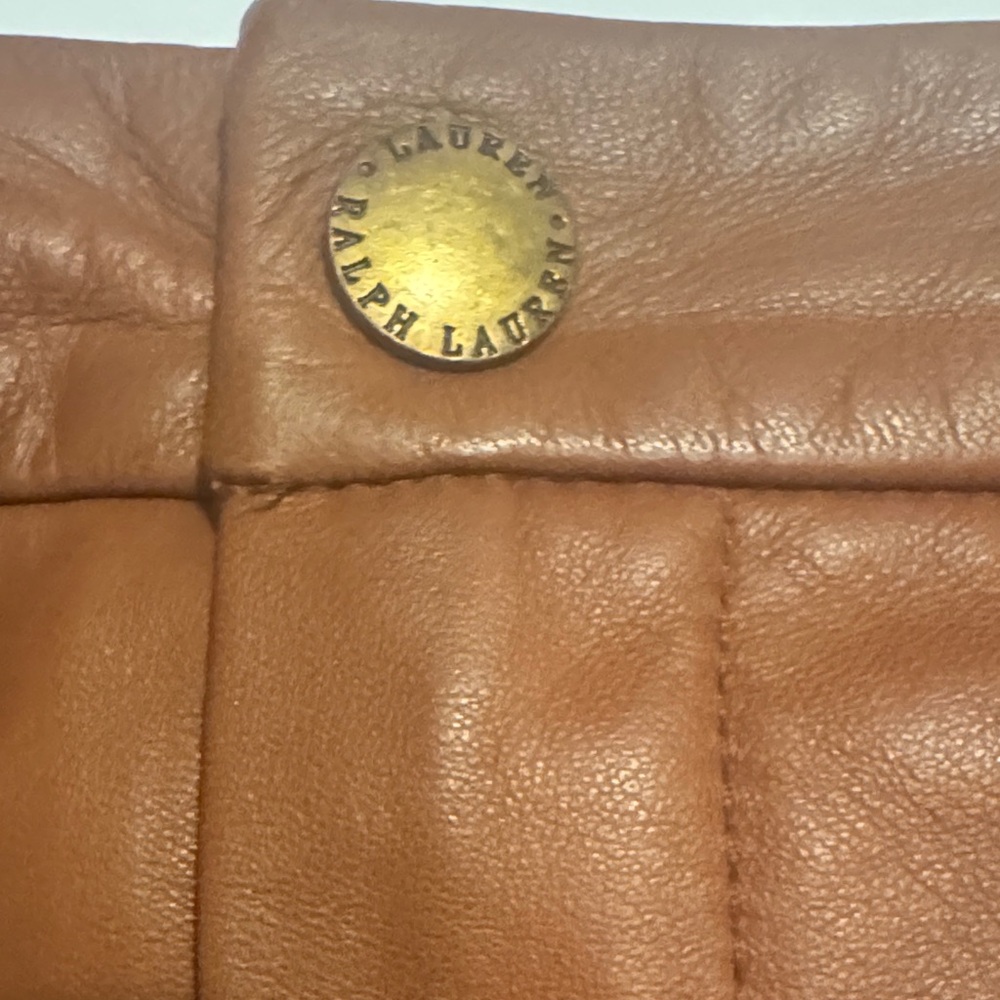 ✨Ralph Lauren Tan Leather Pencil Skirt - Picture 4 of 5